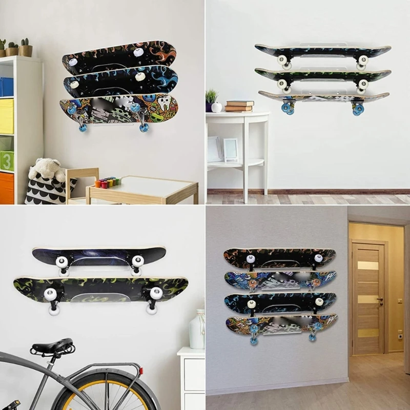 Espositore da parete per Skateboard in acrilico trasparente espositore da parete per Skateboard Longboard Deck Skate Stand Skateboard Wall Dropshipping