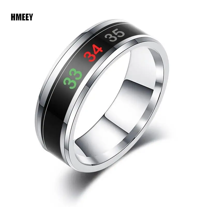 Anillo sensible a la temperatura para hombre y mujer, joya inteligente de acero de titanio con sensibilidad al estado de ánimo y resistente al agua,