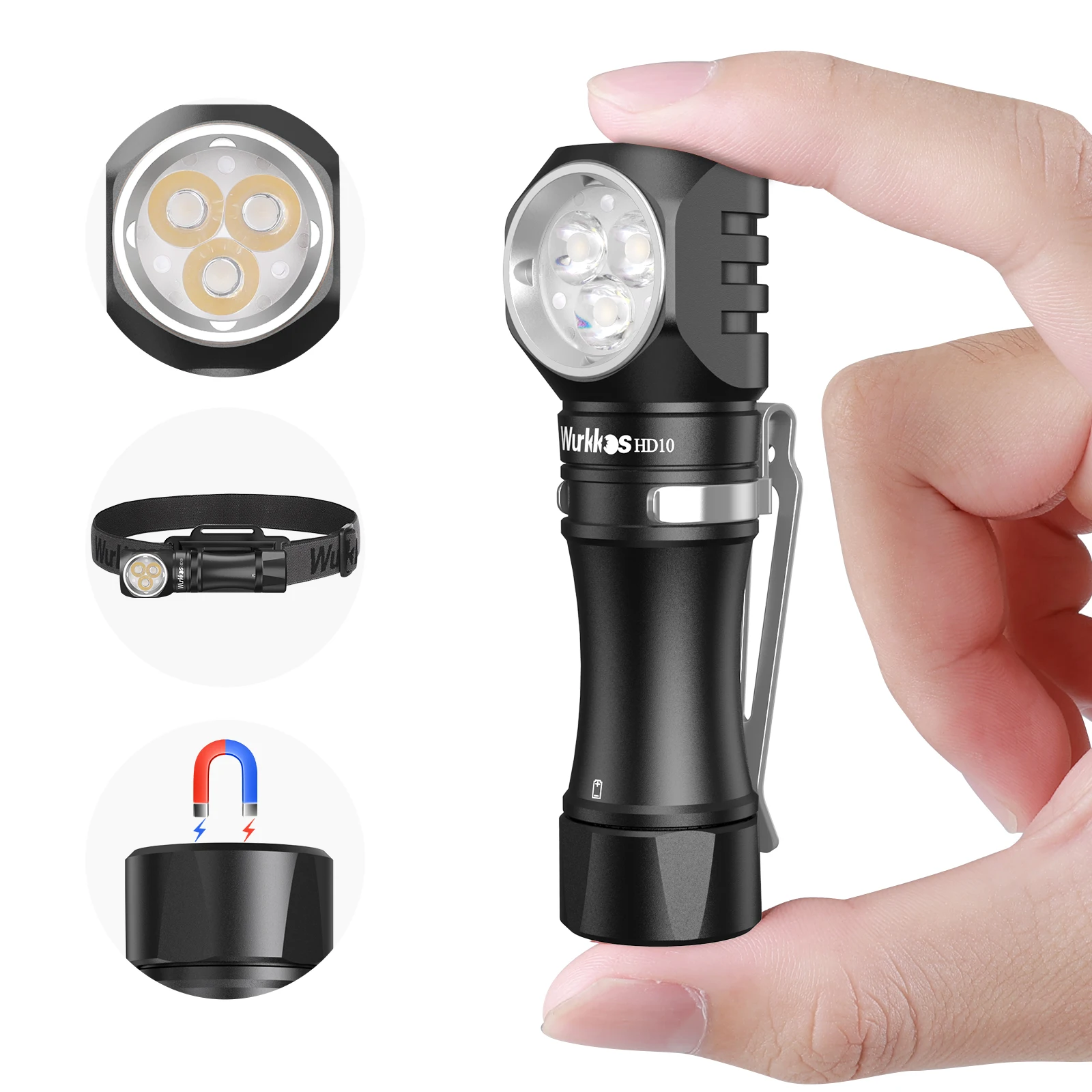 Мини-налобный фонарь Wurkkos HD10, 1200 лм, перезаряжаемый светодиодный фонарь 14500, лампа EDC IP68, водонепроницаемый, для пешего туризма, бега, рыбалки, Anduril 2,0