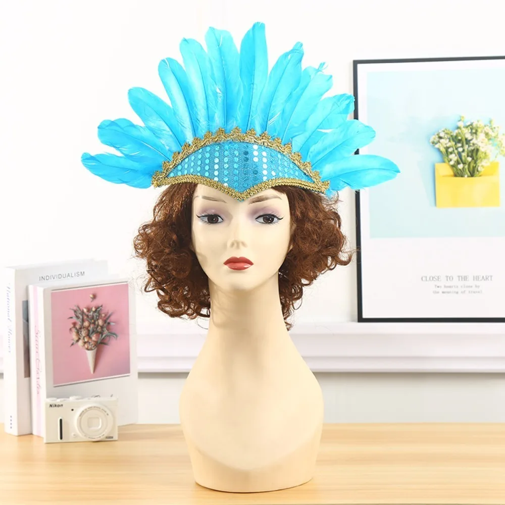 New Feather Feather Headdress Head-mounted Colorful Headwear Adjustable Chief Headdress Fancy Dress Party