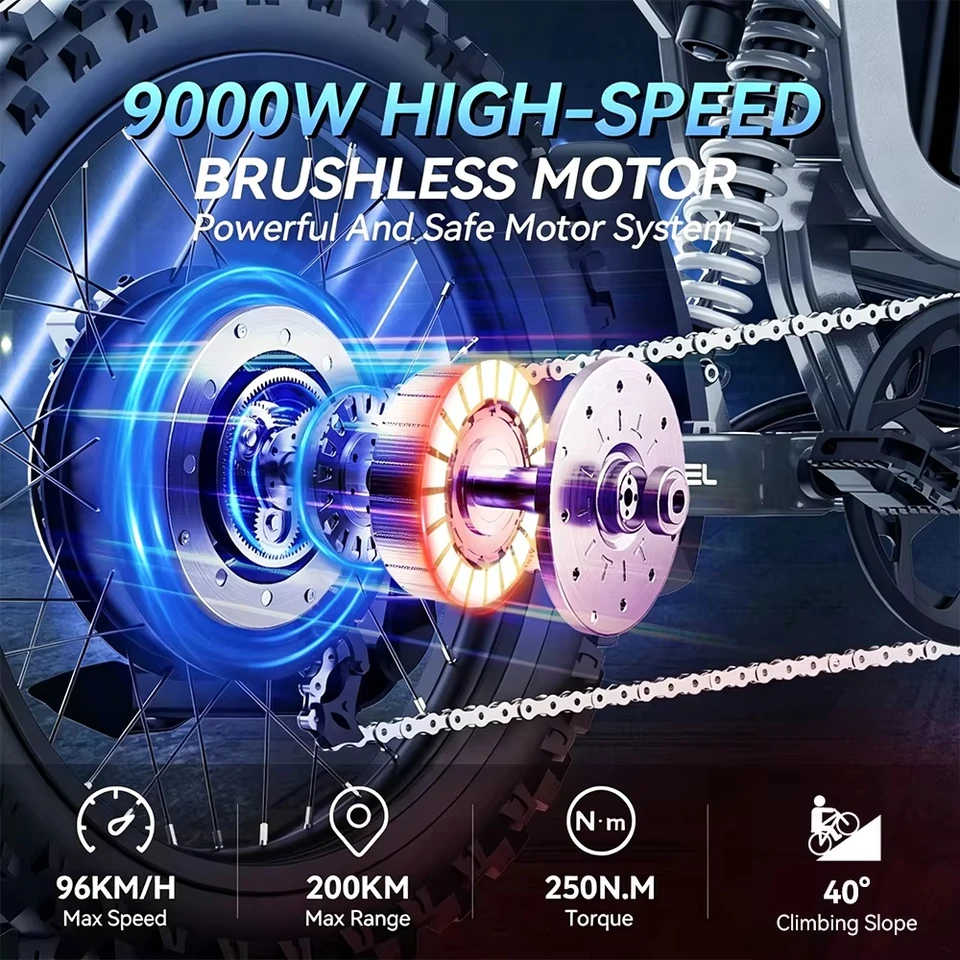 Readygo COSWHEEL R19 Electric Dirt Bike 9000W High Power 72V40Ah Battery Adult Max96km/h Mountain Ebike for Off-Road Use Lithium image 4