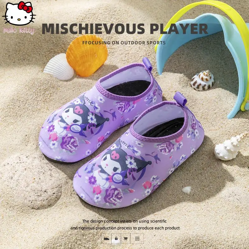 

Kuromi Anime Cartoon Quick Drying Upstream Shoes Girl Beach Swimming Wading Shoes Kawaii Children Hello Kitty Beach Shoes