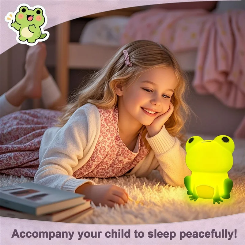 MOPHE-子供部屋の装飾、かわいいシリコンカエルナイトライト、充電式調光可能なベッドサイドランプ、カエルギフト、保育園照明