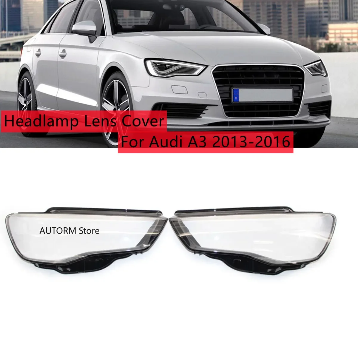 Car Headlamp Lens Cover For Audi A3 S3 2013 2014 2015 2016 Lampshade Transparent Headlight Cover Lens Shell Caps 8V0941003