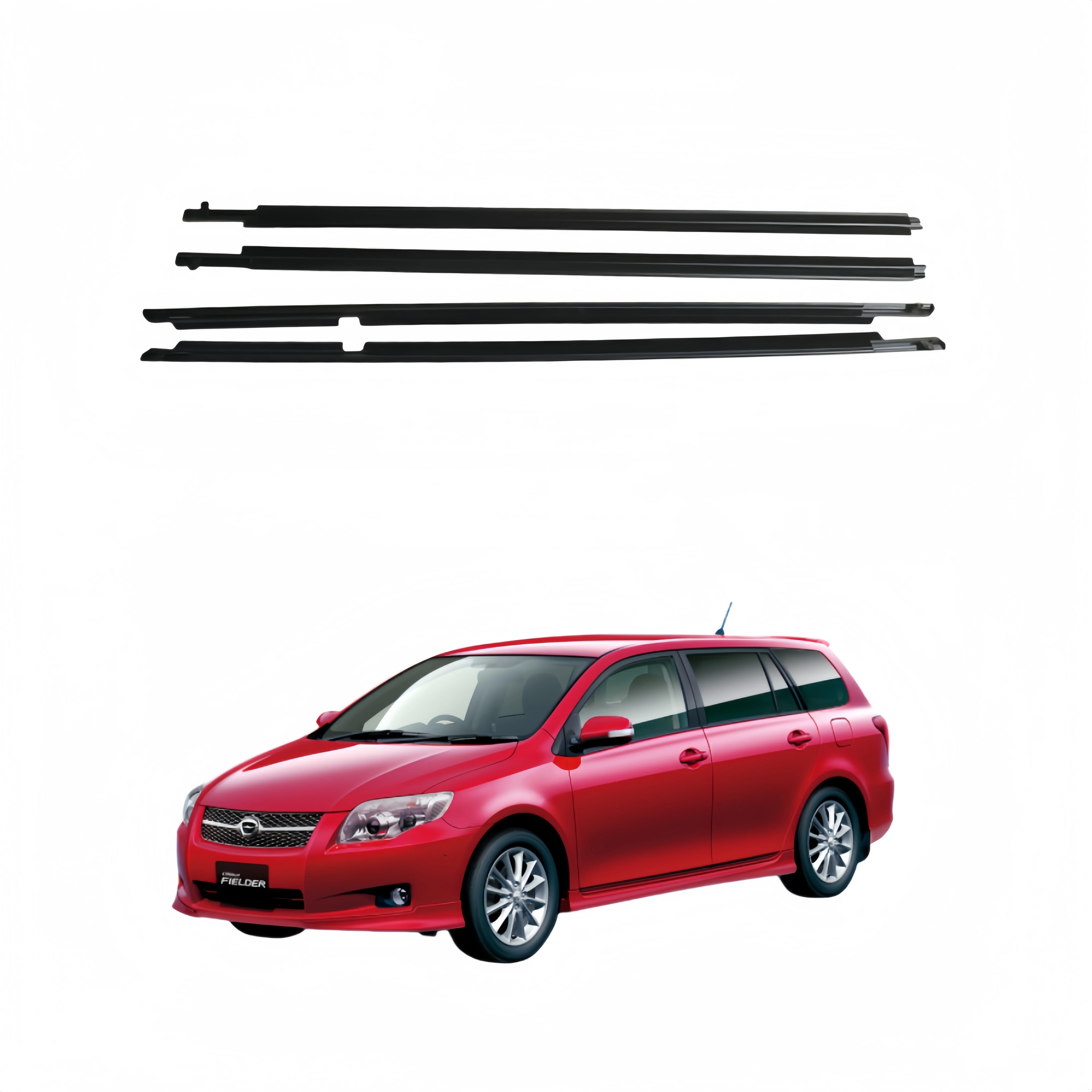 4 Pcs Black Car Outer Door Window Moulding Trim Weatherstrip Seal Belt Compatible for toyota corolla Fielder 2006-2012