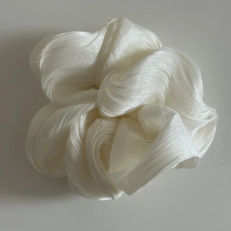 

Korean Fashion Glossy Chiffon Gauze Hair Scrunchies Women Elegant Large Elastic Hair Bands Solid Color Ponytail Hair Ties Rope