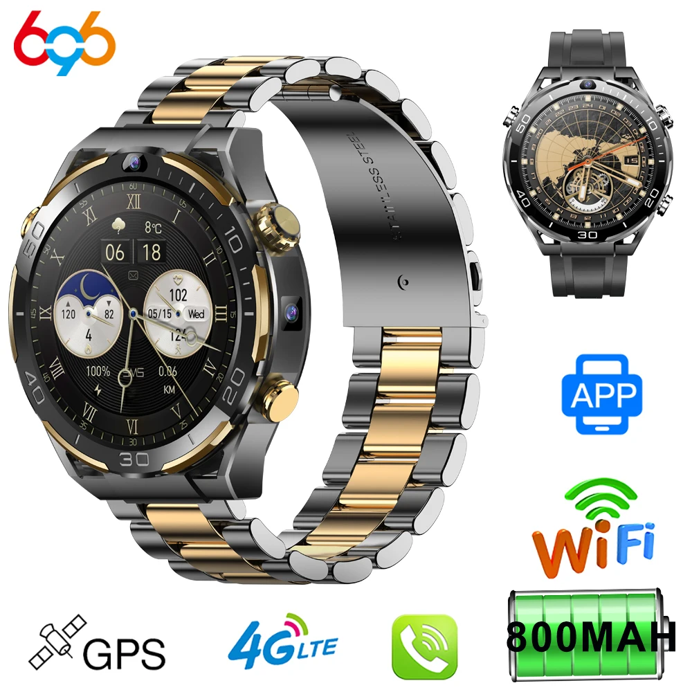 

4G Smartwatch Men WIFI GPS App Download Video Call 6+128GB Smart Watch Waterproof GSM SIM Dual Camera Heart Rate Health Clock