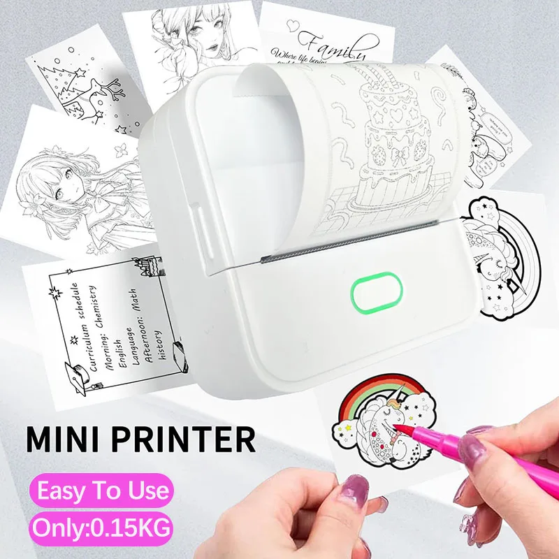 

57MM Mini Portable Label Thermal Printer Bluetooth Adhesive Sticker Machine For Notes Inkless Memo Study Printing Stationery