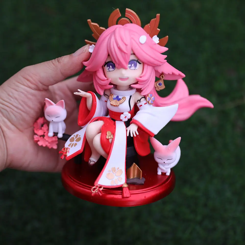 Genshin Impact Figure Yae Miko Figures Q Version Beautiful Girl Pvc Game Characters Desk Ornament Collection Toys Birthday Gifts