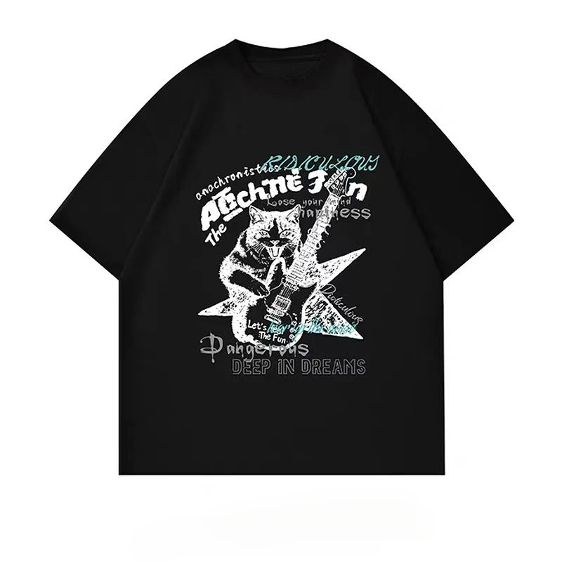 

2025 New Fun and Stylish Printed Loose Round-neck Short-sleeved T-shirt Summer Couple's Top