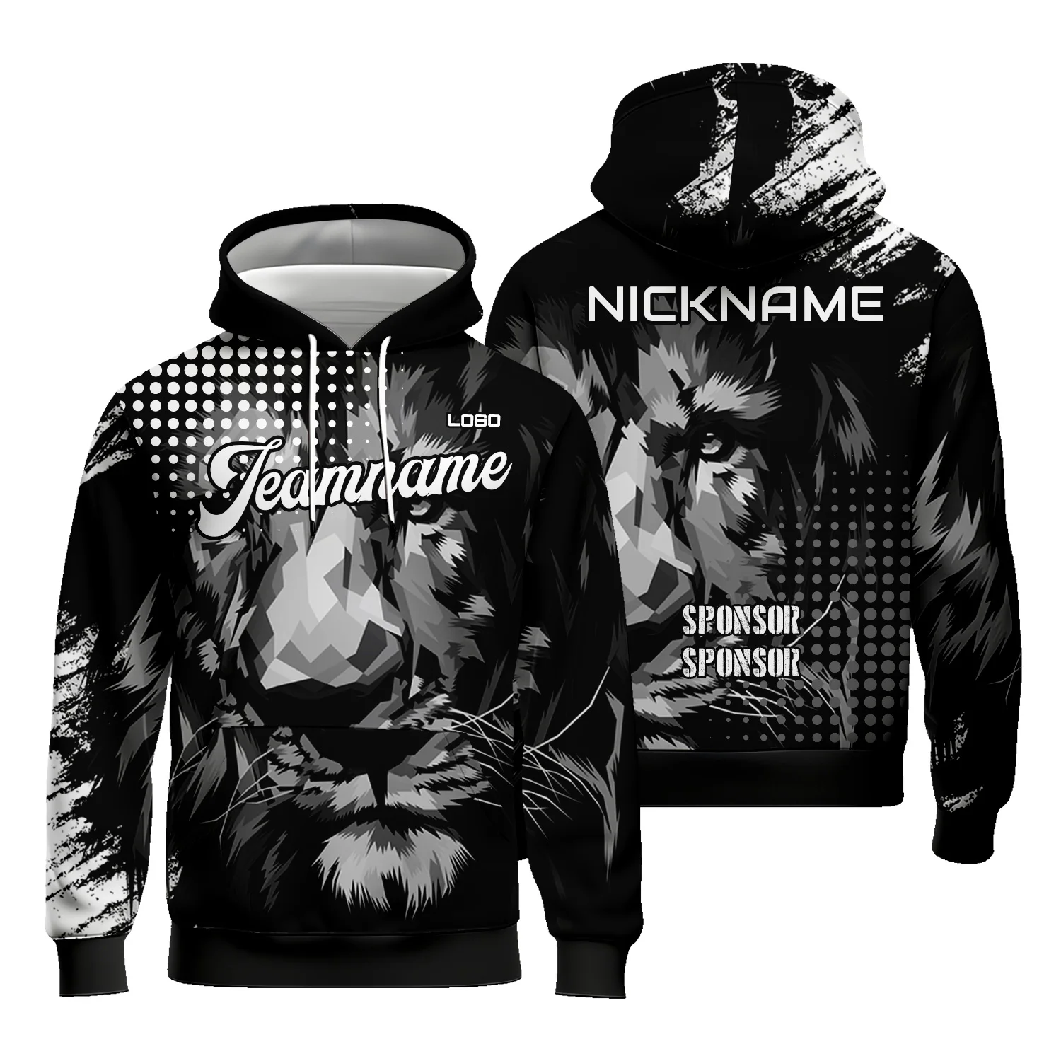 Custom Unisex Animal Graphic Hoodies Sublimation Long Sleeve Sweatshirts with Team Name Number