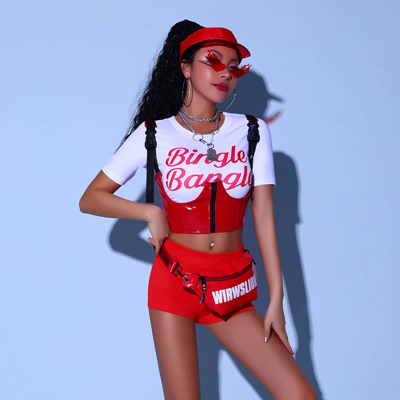 Adult Women's Jazz Dance Outfit Korean Sle Sexy Street Dance Set Fem up Performance Costume Hip Hop Dance Suit