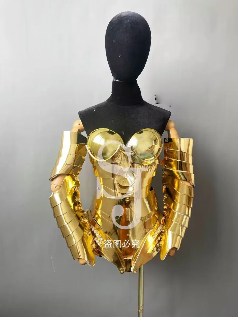 Future Show Gold Armor Luxury Women Singer Stage Costume Nightclub Bar festival carnival Outfit