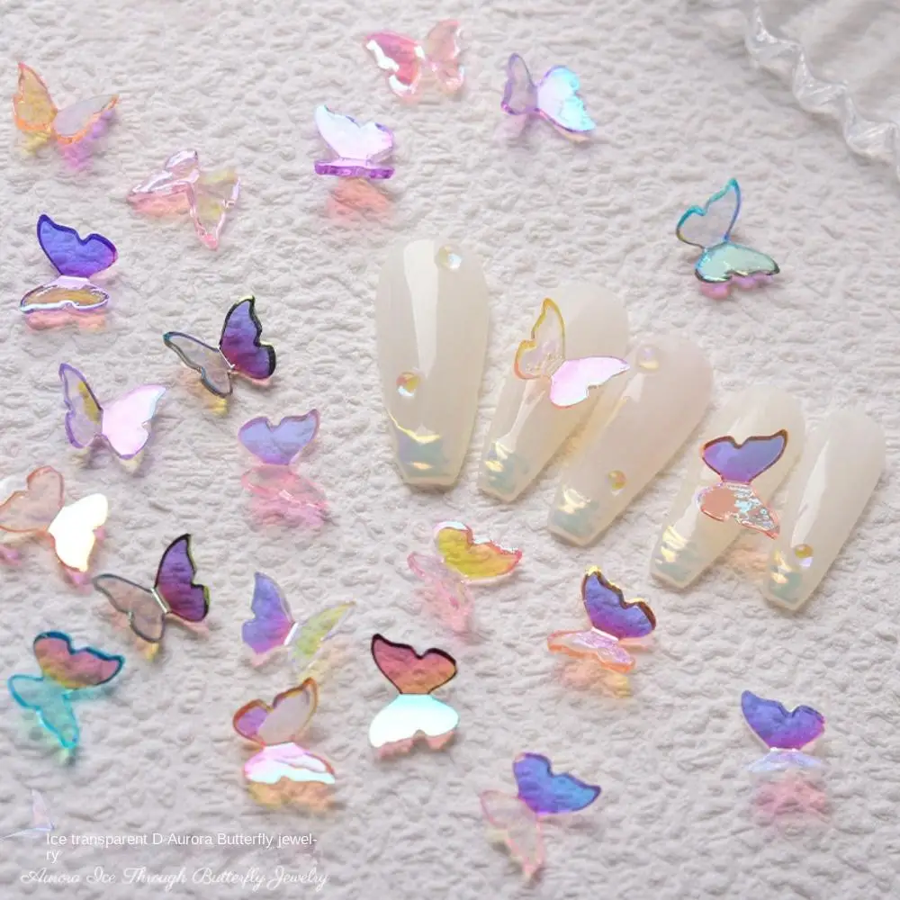 Aurora Butterfly Nail Ornament 3D Nail Jewelry Butterfly Nail Decorations Aurora Nail Rhinestones Akcesoria do manicure