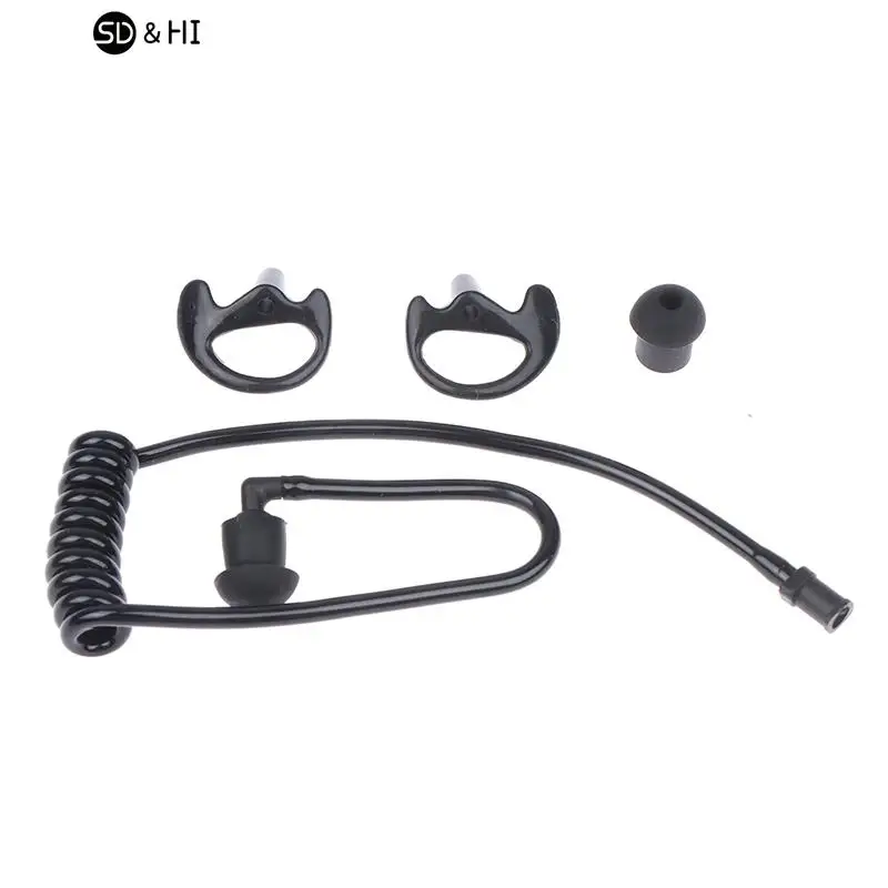 Black Spring Air Tube Replacement Walkie Talkie Earphone Coil Acoustic Air Tube Earplug Replacement For Radio Earpiece Headset