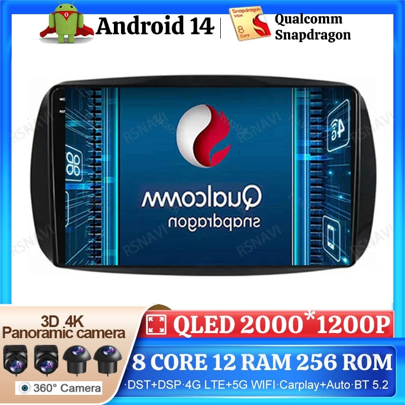 

Android 14 Car Radio For Mercedes Benz Smart 453 Fortwo 2014 - 2020 Wireless Carplay Auto BT GPS 2 DIN Stereo Navigation 5G WIFI