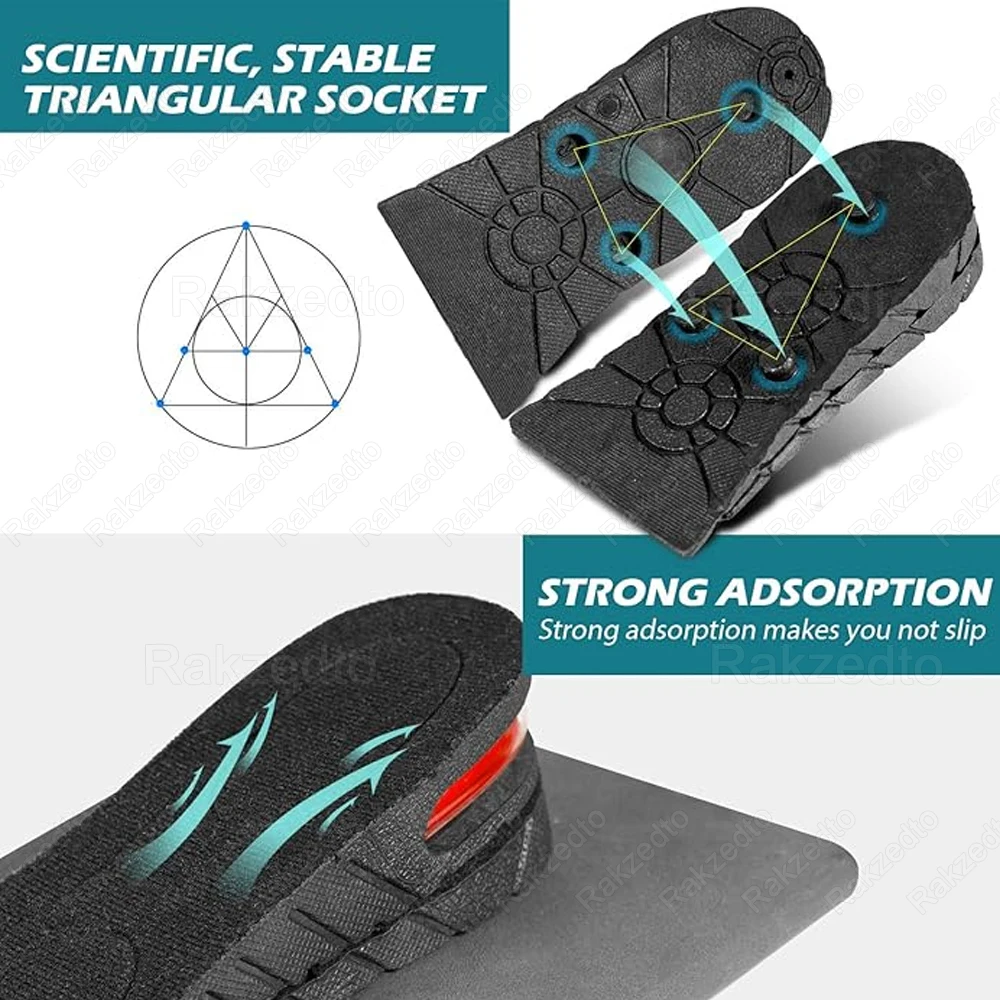 Height Increase Insoles with Air Cushion Shock Absorption Heel Lift Inserts for Man Woman Elevator Shoes Lift Pads Hidden Inside