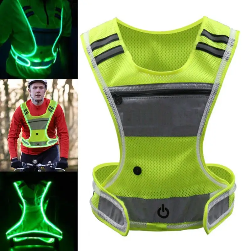 Reflecterende Vest Cycling Night Running Mountaineering Safety Warning Light Reflective Vest Luminous Outdoor Fitness Sportswear