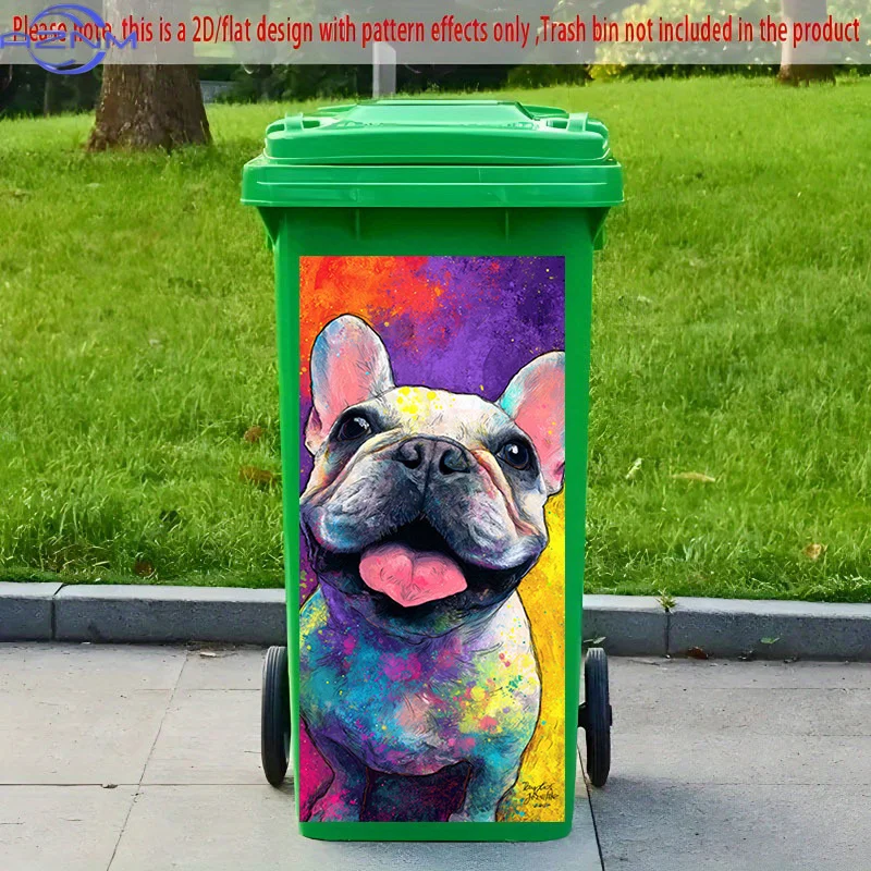 1pc of 2D Pattern Printing Sticker for Kitchen Trash Bins, Measuring X Cm, Featuring The Theme 'Colorful Cute Dog Pose'. This