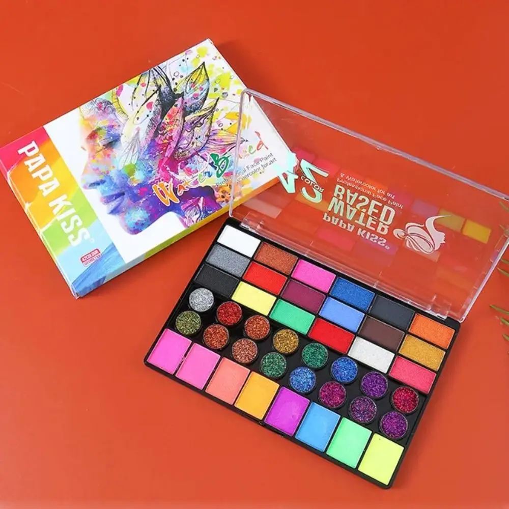 หลายสี Body Face Painting Kit แต่งหน้าสีสัน Body Art ภาพวาดยาวนานปลอดสารพิษ Face Painting Palette Party