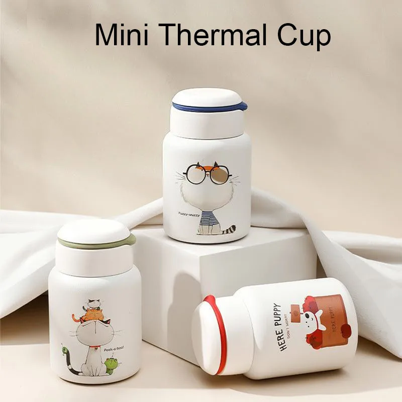 

Термальная бутылка для воды из нержавеющей стали 316L, портативная мини-термокружка, чашка 200 мл, милый мультяшный термос для чая, термос для горячей и холодной воды