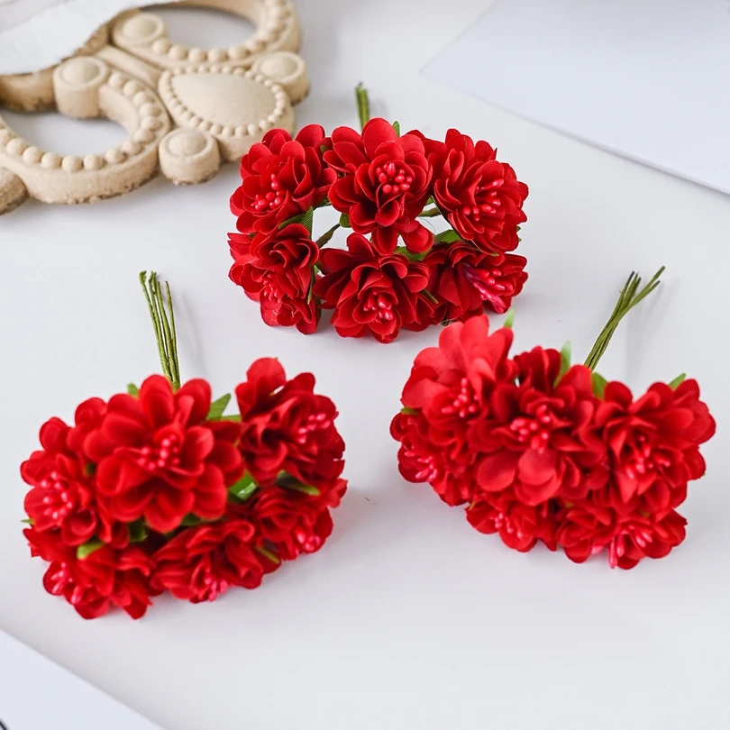 

10PCS Artificial Flowers Bouquet Stamen Wedding Party Festival Home Room Decorations Photos Frame Decorative Handmade Accessory