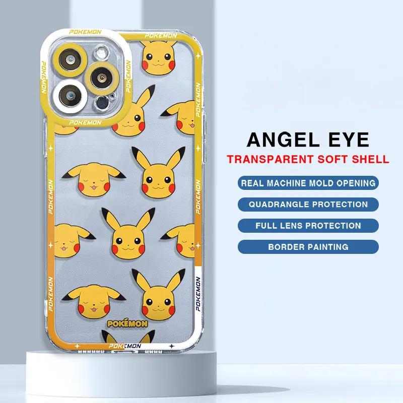 Pokemon Bulbasaur Anime Case For Apple iPhone 11 13 Pro Max 15 14 12 Mini Clear Angel Eye Phone Cover X XS XR 7 8 SE 6 6S Funda