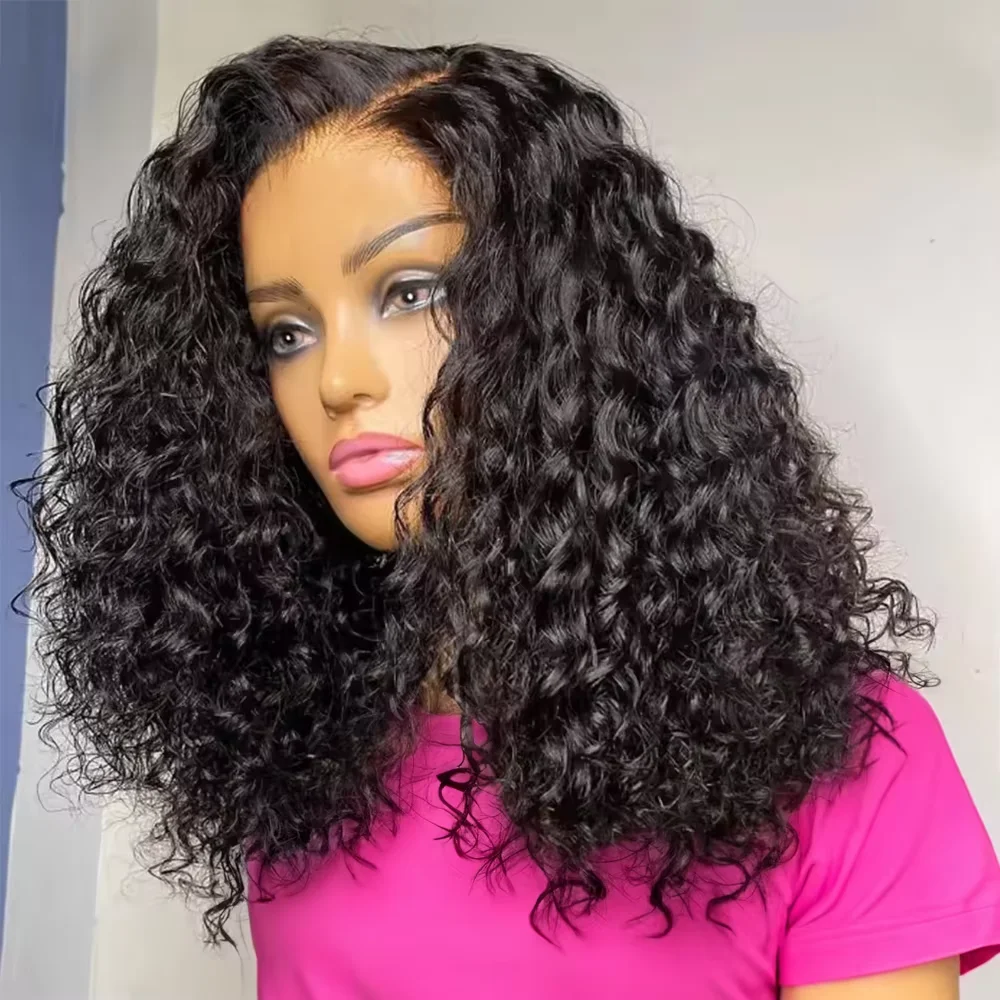 250% Density Short Bob 13x4 HD Lace Front Human Hair Wigs Women Deep Wave Indian Raw Curly Lace Frontal Wig Glueless Closure Wig