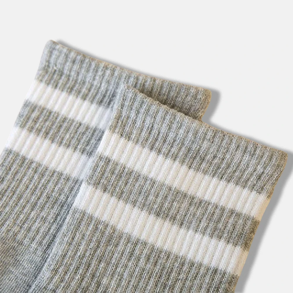 3 Pairs Women Parallel Bar Striped Socks Fashionable Versatile Trendy Creative Socks Comfortable Lightweight Mid Length Socks