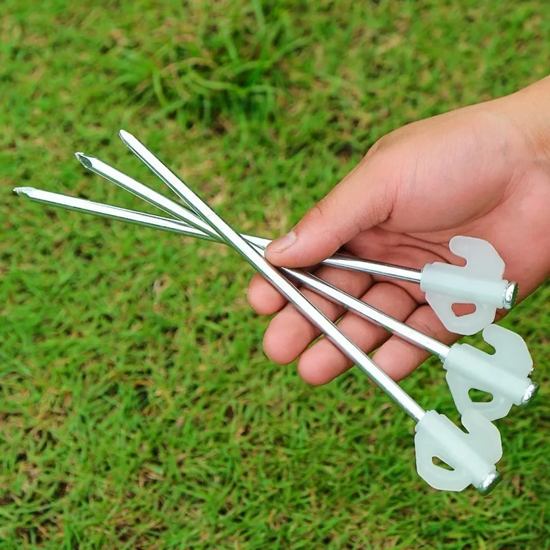 Quality Tent Nail 6Pcs Noctilucent Spikes With Hook Camping Tent Pegs Spikes For Hammock Camping Garden Awning Canopy Ground Na