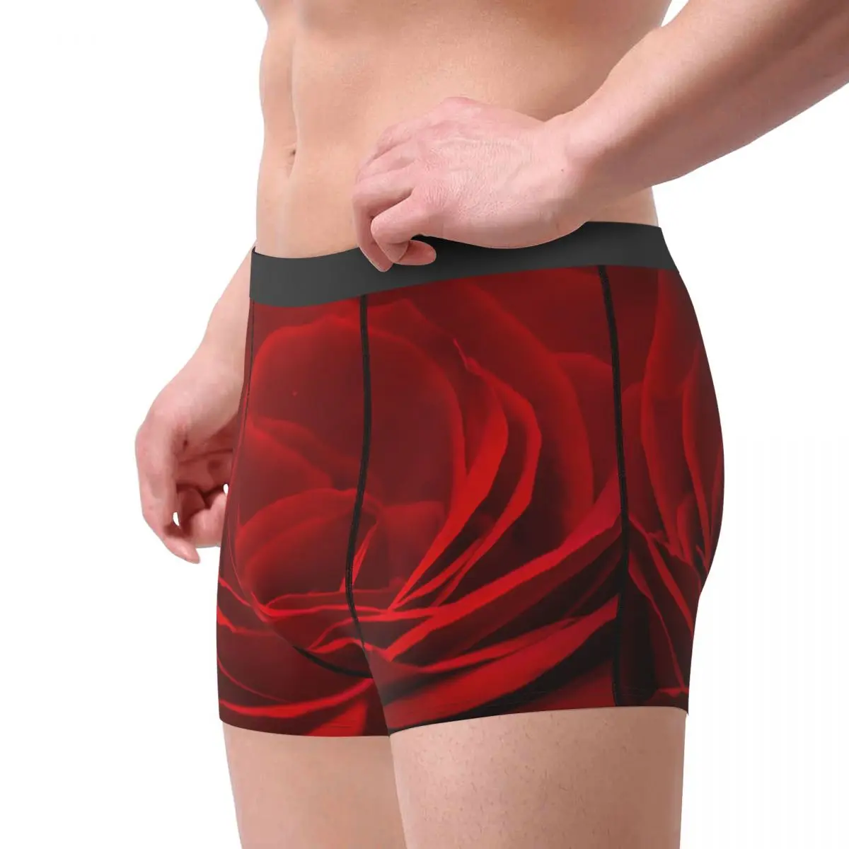 Sous-vêtements College de fleurs pour hommes, caleçons, caleçons, tronc commandé par sublimation, culottes chaudes, grande taille, rose sanguine rouge