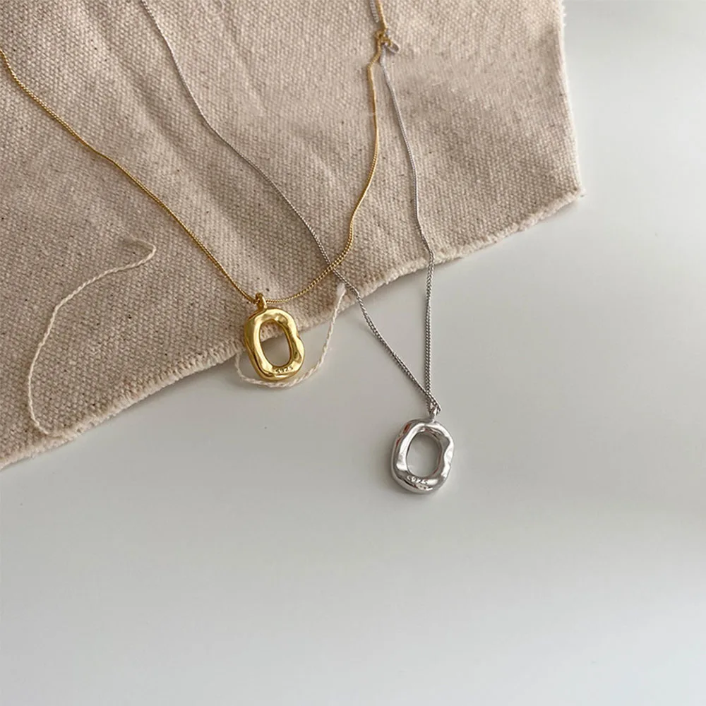 Minimalist Style 925 Women Jewelry Chocker Pendant Sterling Silver Custom Oval Donut Necklace Collarbone Chain for Women