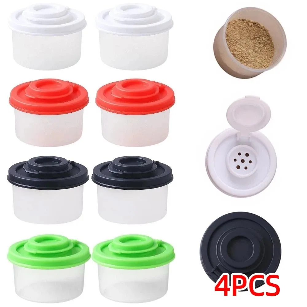 4Pcs Portable Mini Seasoning Jar 50ml Insect-proof Spice Tools Clear Body Airtight Seal Salt Pepper Shake Bottle Kitchen Use