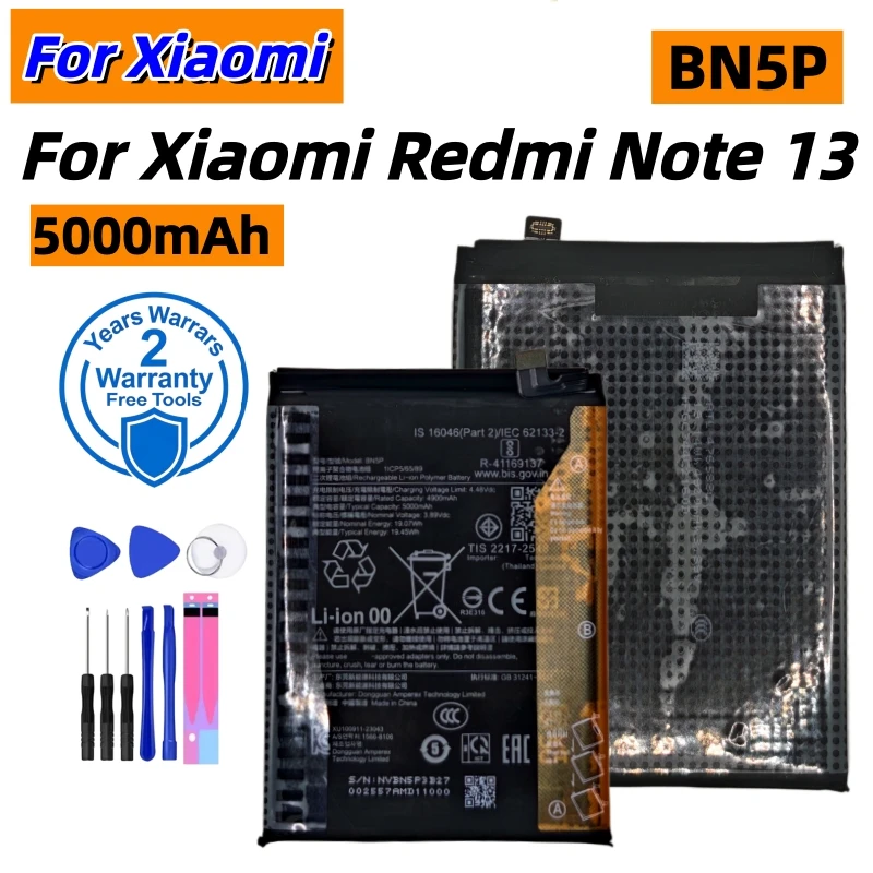 100%New High quality BN5P 5000mAh Original Battery For Xiaomi Redmi Note 13 Mobile Phone Batteries Fast Shipping+Tools