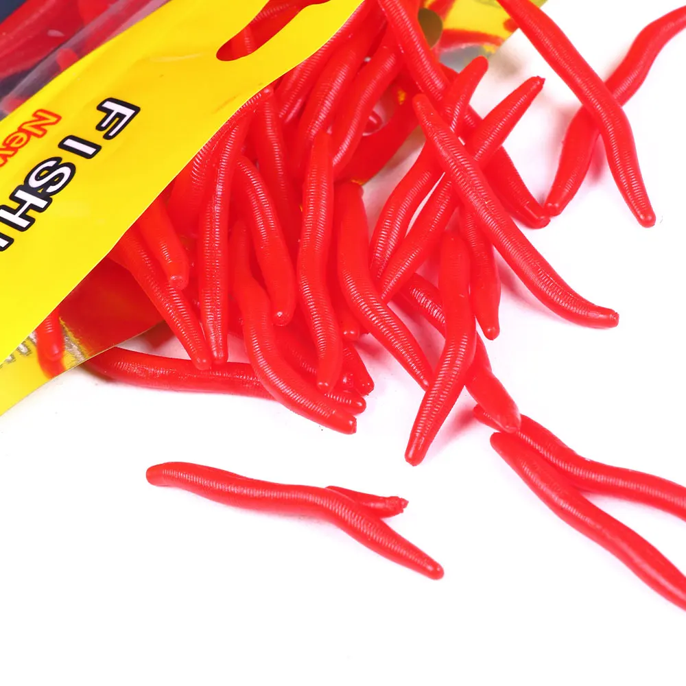 8CM/4CM 1bag/50pcs Predator Soft Lures Sea Fishing Silicone Earthworm Worm Wobbler Fake Baits Carp Trout Bass Fishing
