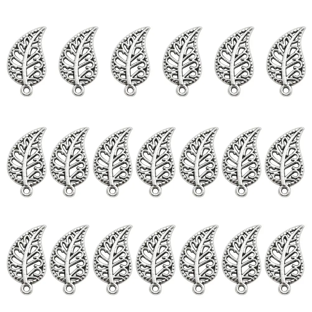 20Pcs Alloy Hollow Out Leaf Pendants Charms Set DIY Jewelry Accessories for Necklace Bracelet Dangle Sweater Chain Cellphone