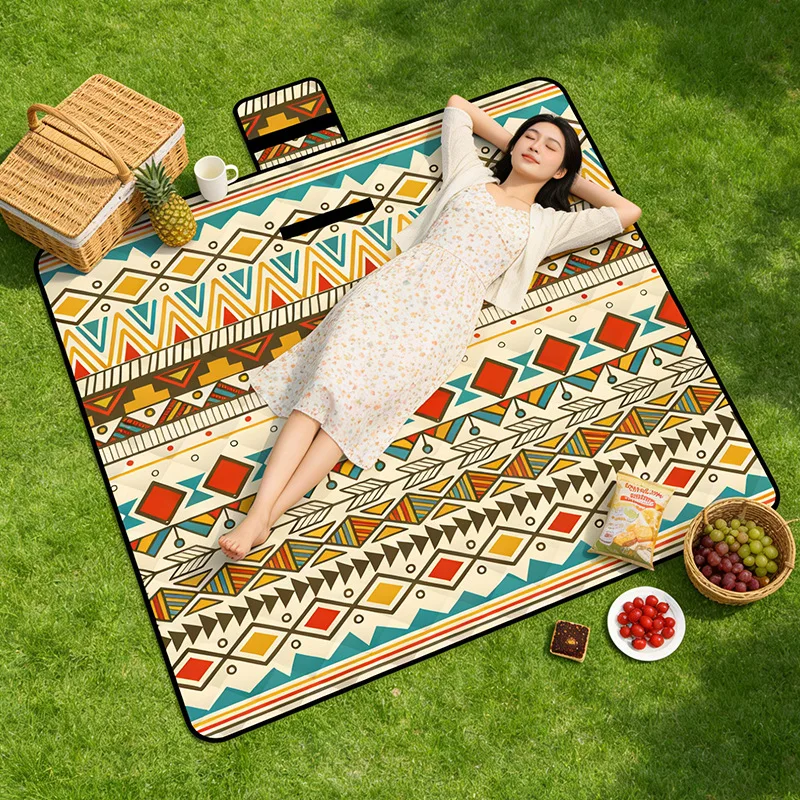 Waterproof Picnic Blanket, 200x200CM Large Beach Blanket Outdoor Picnic Mat, Beach Mat with Carrying Handle for Camping, Beach
