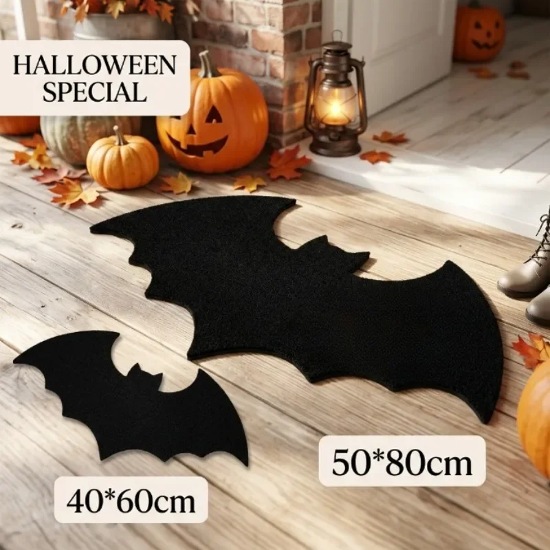 1PC Halloween Bat Doormat Bat Shape Scary Rug Non Slip Floor Mat Home Decor for Bathroom Kitchen Bedroom Holiday Display