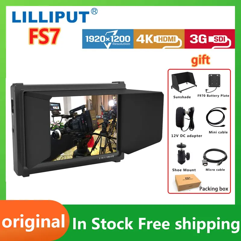 Lilliput FS7 Studio Monitors Sdi 4k 7 Inch Monitor Portable Field DSLR Audio External Liliput Video Photo On Camera Monitor New