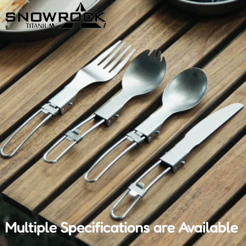 SNOWROCK Pure Titanium Fork Spoon Tableware Set Outdoor Integrated Fork Spoon Foldable Lightweight Camping Tableware Supplies