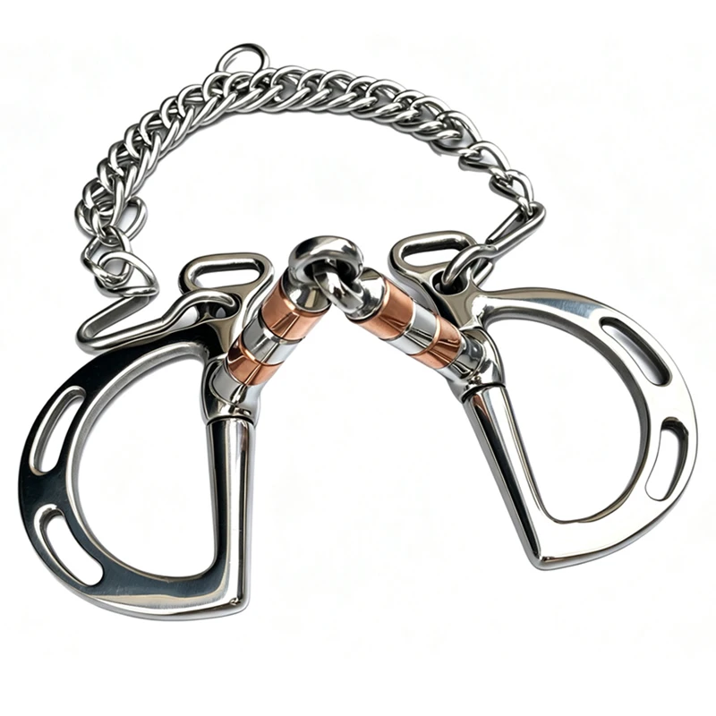 Bocados de Caballo de Acero Inoxidable Kimberwick con Rodillos de Cobre y Patillas Ranuradas de 13cm, Bocados Articulados, Productos Ecuestres
