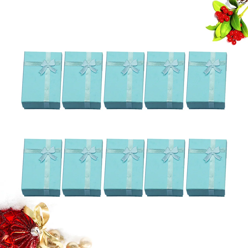 

10PCS Bowknot Shape Jewelry Box Necklace Storage Container Ring Display Case Organizer for Home Shop (Sky-blue)