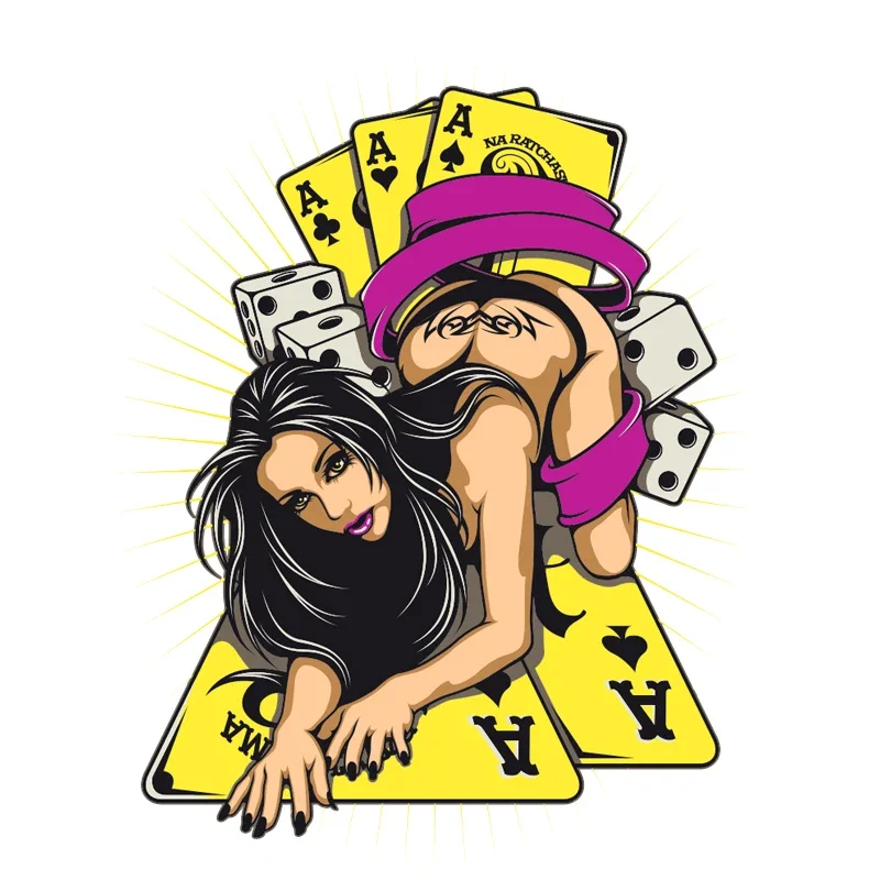 

Classic Car Sticker Poker and Sexy Woman Game PVC Motorcycle Decal ,17CM*12CM