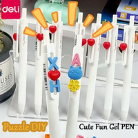 Nusign Lovely Gel Ink Pen Fine ST Tip Black Signture Pes, Interchangeable Heart-Shaped Alphabet, Fun Stress Relief Writing Tools