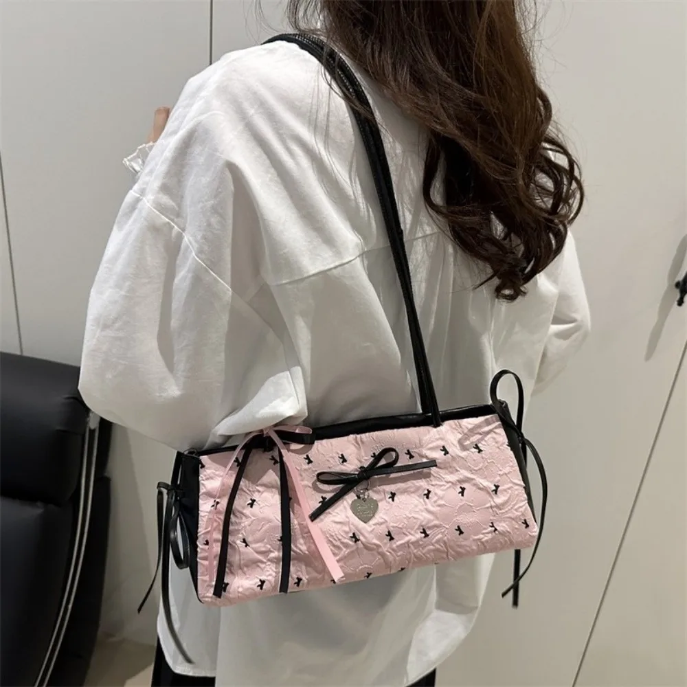 Cute PU Leather Underarm Bag Retro Style Long Strap Satchel Hobo Bag Large Capacity Crossbody Bags