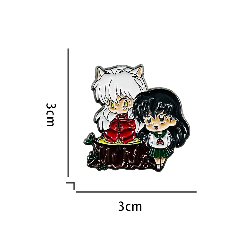 Chibi Inuyasha-And Kagome Brooch Japanese Classic Manga Character Peripheral Kawaii Jewelry Couple Gift Accessories
