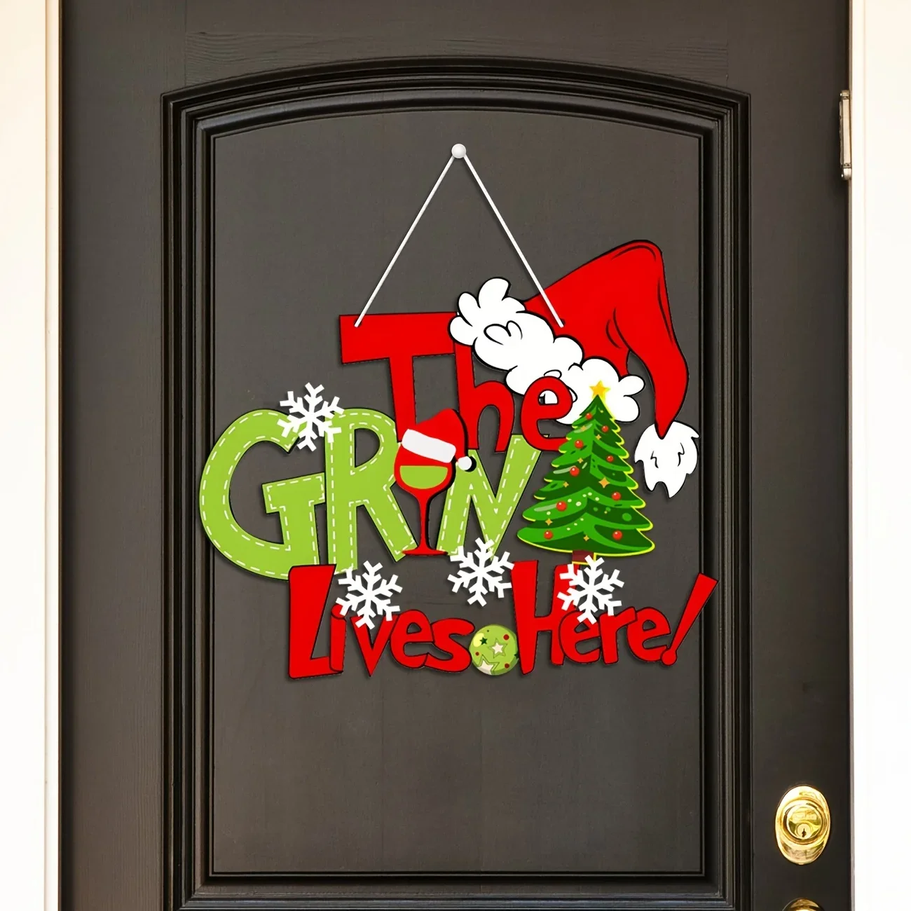 

Christmas Wooden Welcome Holiday Door Sign Festive Indoor Hanging Decoration with Snowflakes for Holiday Parties Decor Supplies