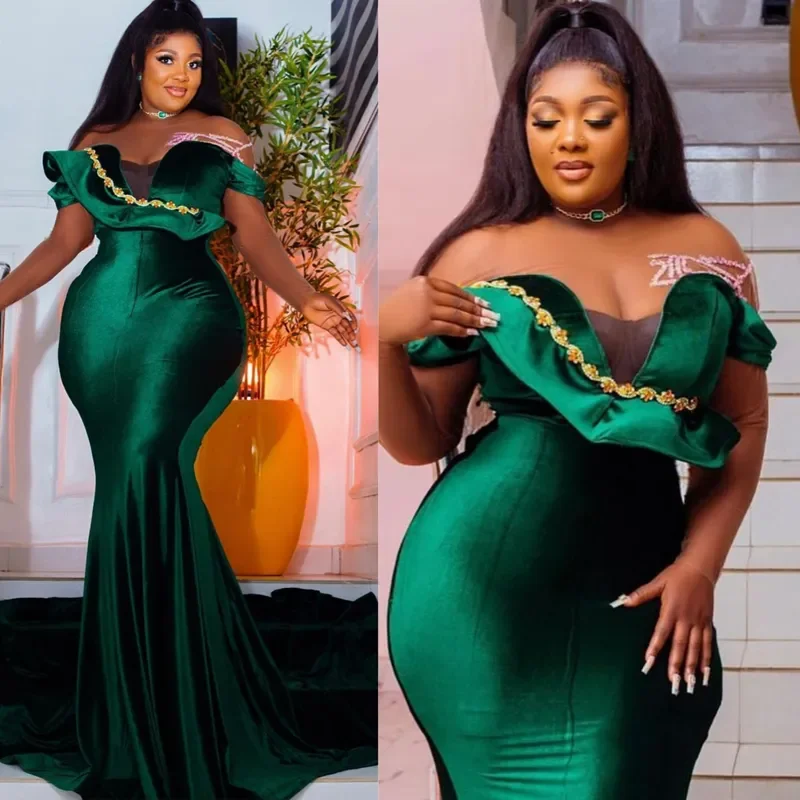 

Sexy plus Size ball dress for Special occasions Mermaid Long sleeve halter elegant evening dress Birthday party dress new 2024