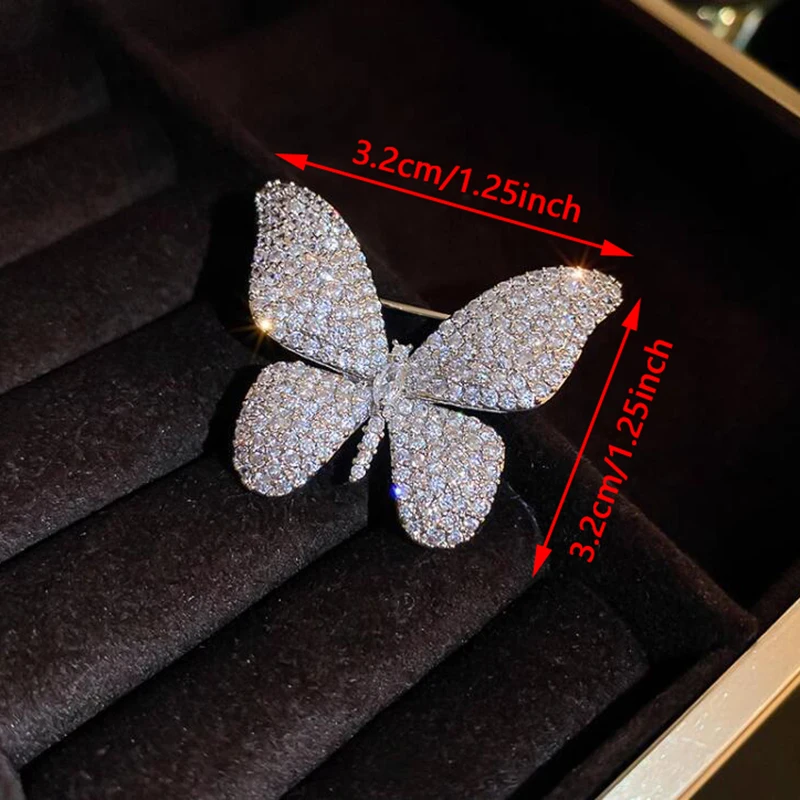 Broche en cristal de tempérament pour femme, épingles papillon biscuits brillants, corsage élégant, bijoux de fête de mariage, meilleur cadeau, mode