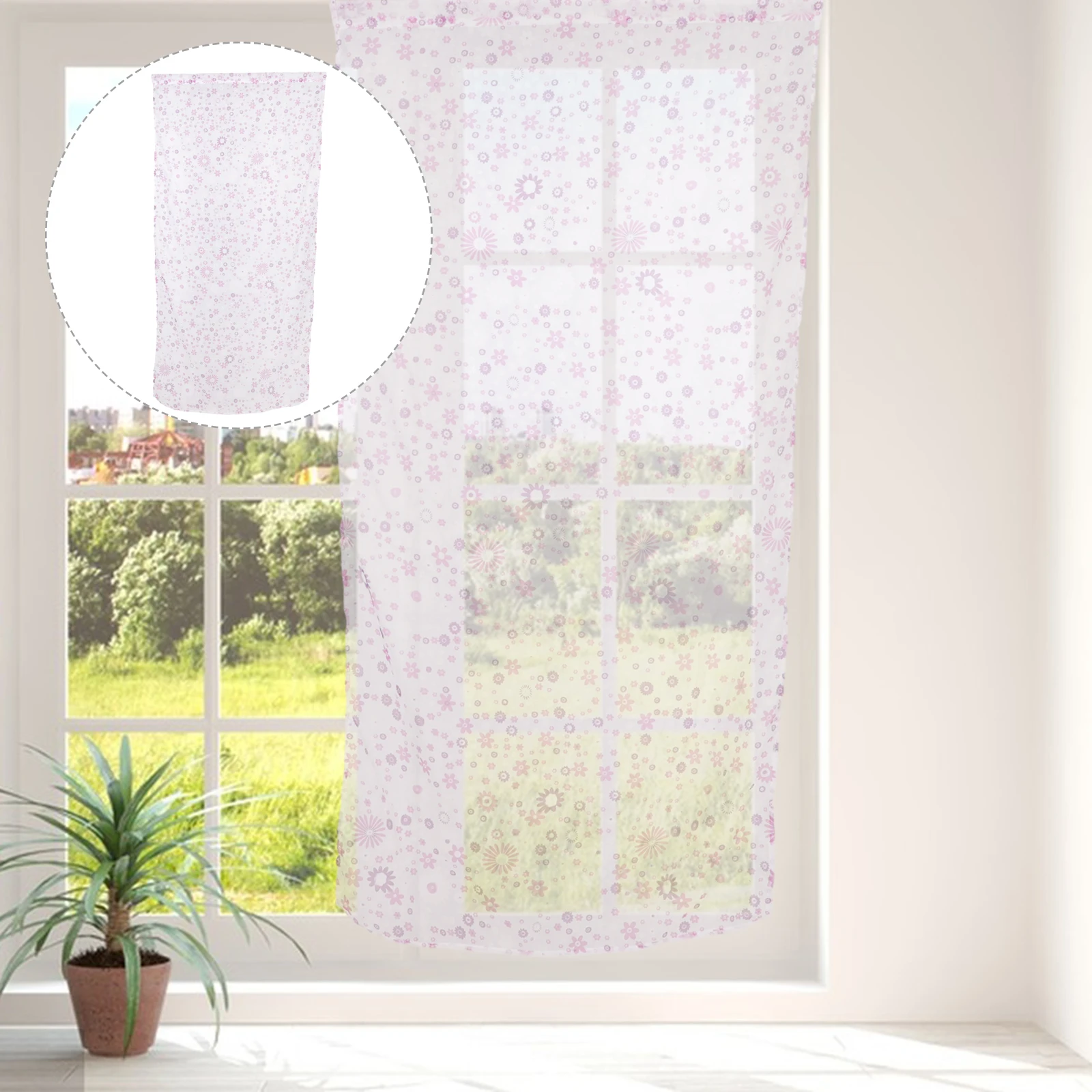 

Semi Transparent Tulip Flower Sheer Curtain Window Screen Voile Purple 100x200cm Drapes Door Decor Window Sheer
